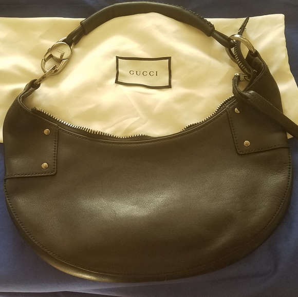 Gucci Leather Half Moon Shoulder Bag #115004 - Picture 1 of 13